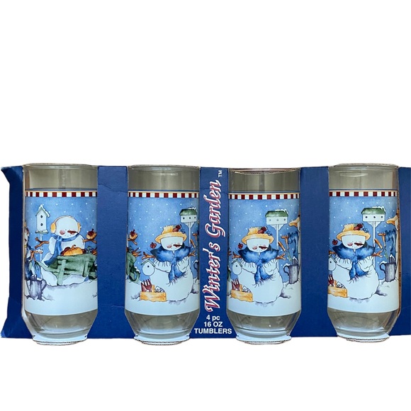Set of 4 Snowman Cambridge Tumblers 16 oz - Picture 1 of 3